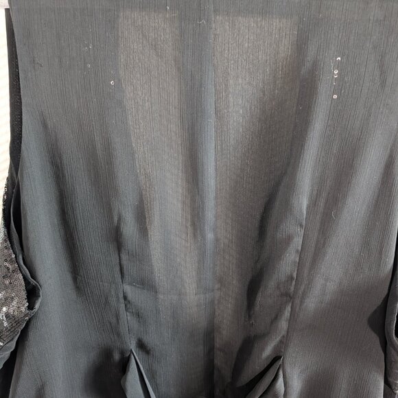 MXM Black Sequin Sheer Waterfall Vest Glam Layering Piece Size 2X Plus Size - Picture 12 of 15